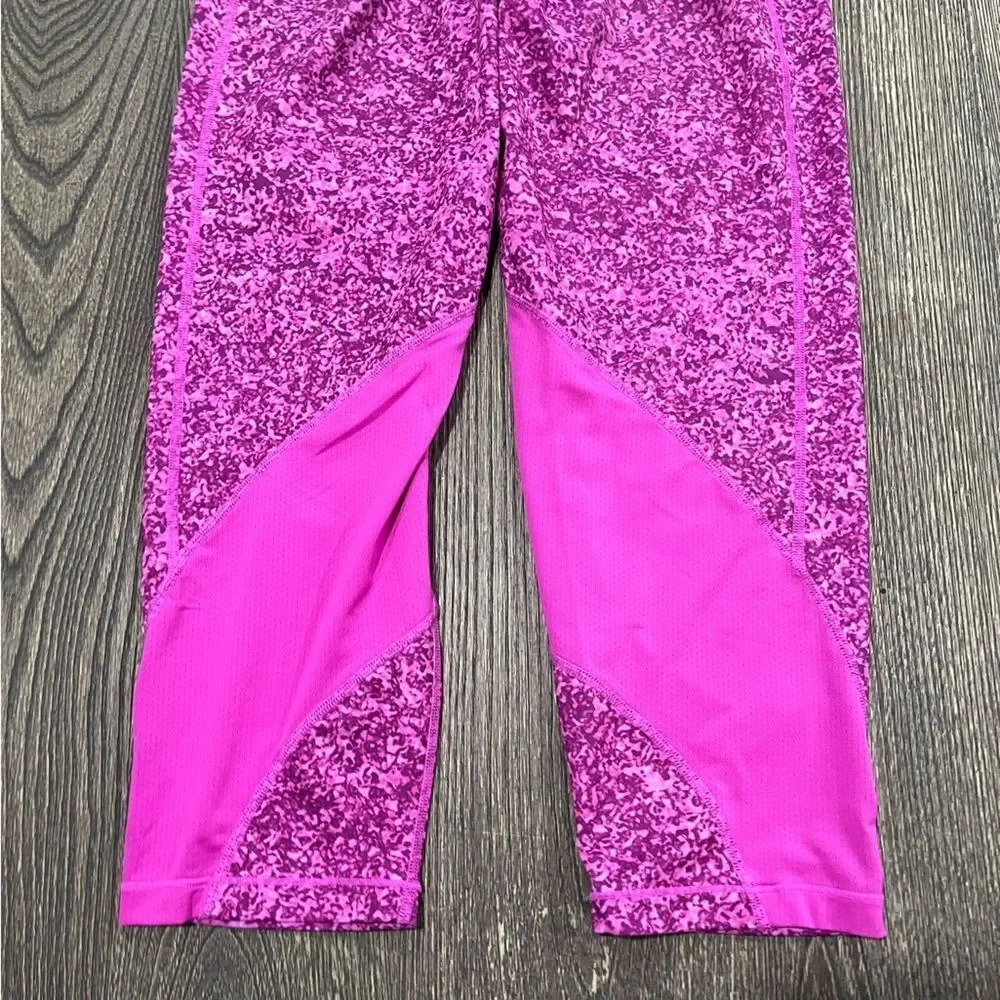 Nike Pro Leggings Dri Fit Capris Swoosh Stretch Mid Rise Splash Pink Size XL